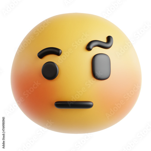 face with raised eyebrow emoji 3D Icon Illustration