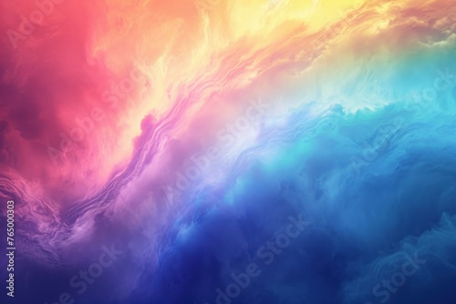 Vivid Rainbow with clouds balls. Party shape. Generate Ai