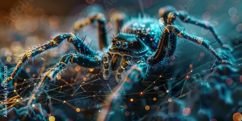 A spider is crawling on a computer chip