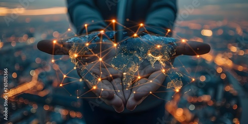 Connecting Businesses Worldwide Through Ecommerce and Data: The Global Network. Concept Ecommerce Integration, Global Networking, Data-driven Businesses, International Connectivity