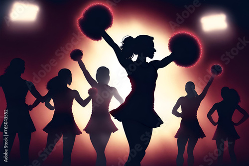 Cheerleader Go Team Maroon Silhouette illustration of a sport team cheerleader in dark red