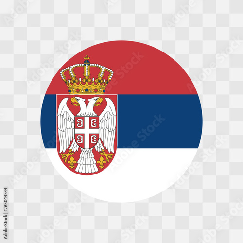 Serbia flag - circle vector flag isolated on checkerboard transparent background