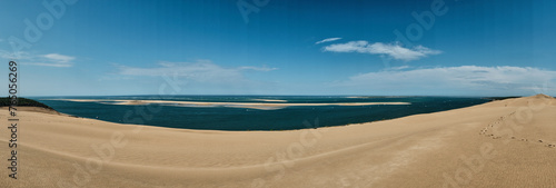 Dune du Pilat is the highest sand dune in Europe and is located at the Cote d Argent, the silver coast, at the atlantic ocean of France close to Arcachon and cap ferret.