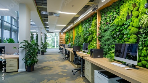 Eco concept or green office plant tree and garden in interiors