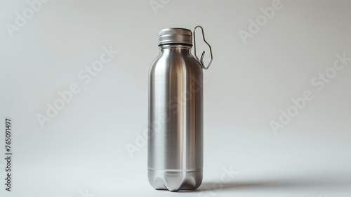 Aluminum water bottle alone on a white background