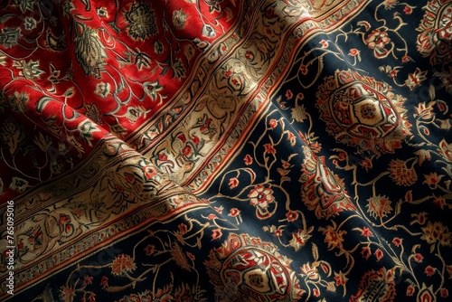 Colorful Arabic carpet. Texture old floor. Generate Ai