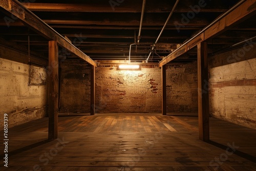 Basement wooden space energy. Cover dimple. Generate Ai