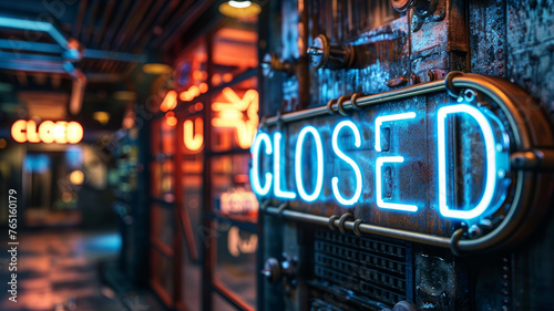 Neon "CLOSED" sign at night