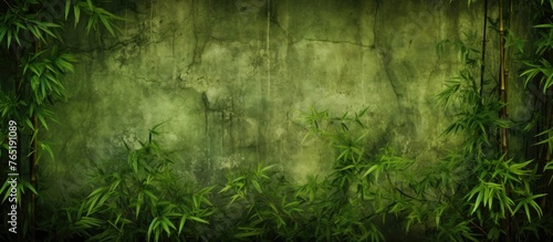 Green wall with bamboo plants