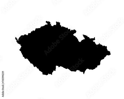 A contour map of Czechia. Graphic illustration on a transparent background with black country's borders