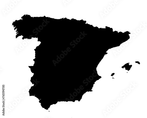 A contour map of Spain. Graphic illustration on a transparent background with black country's borders