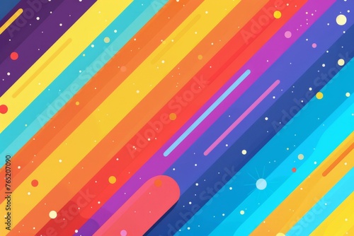 Colorful rainbow background with stripes and dots cute cartoon background Generative AI
