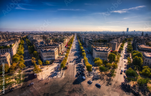 Champs Elysees avenue view from the Arc de Triomphe