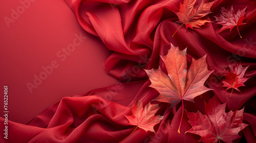 Canada Day Banner Red Maple Leaves