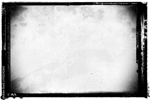 Vintage photo film frame of a middle format old camera wet plate photo technique with vignetting, dust, scratches, noise and splatters on transparent background. 