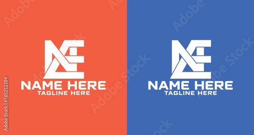 NE Logo design, NE bold linked monogram
