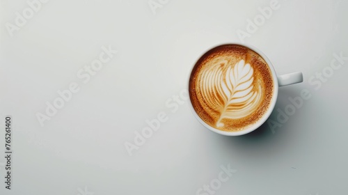 Crisp and detailed image of a cappuccino on a pristine white surface