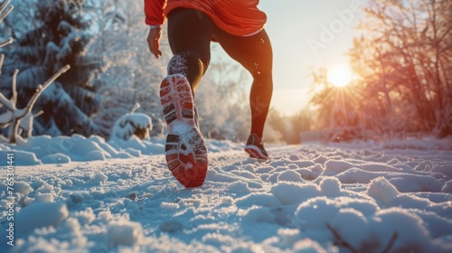 A runner warming up with dynamic stretches before their winter jog 