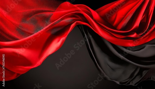 banner with flying red and black silk fabric with pleats background image