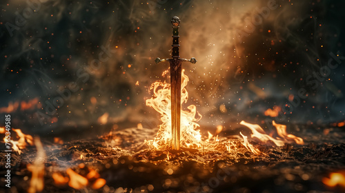 Sword of Grace and Peace. A flaming sword stuck in the ground. F