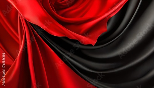 banner with flying red and black silk fabric with pleats background image