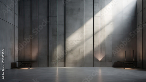 A backdrop of vertical concrete panels, offering a contemporary and geometric look with the play of light and shadow Background Ai Generative