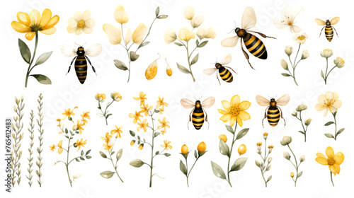 watercolor bee clipart for graphic resources