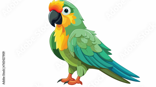 Cute parrot cartoon on white background flat vector
