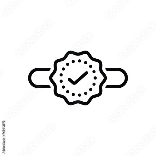 Black line icon for verified