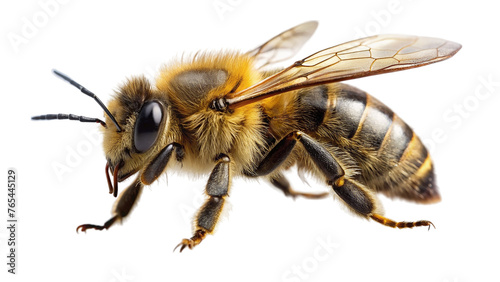 Bee isolated on transparent background. Apis mellifera. Honeybee.