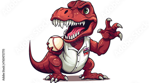 A dinosaur T Rex or raptor cricket player cartoon