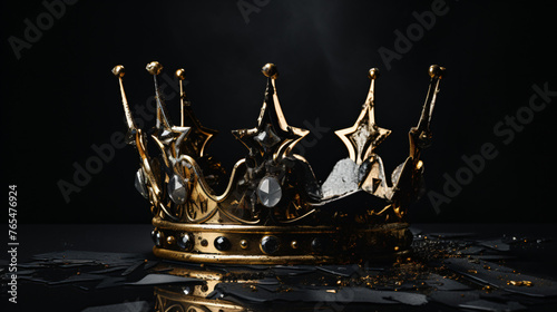 Broken Crown on the black background