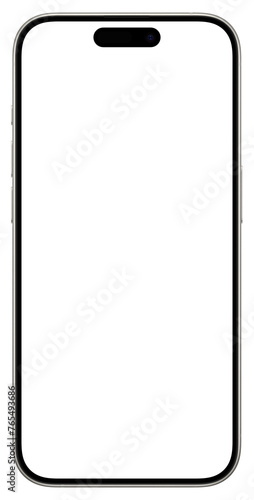 Apple iPhone 16 pro smartphone mockup with blank transparent screen in realistic, line style. mobile phone. mock up of the new mobile phone in front view