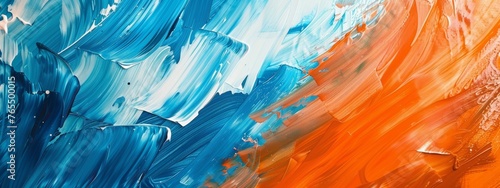 Abstract background with orange, blue and white colors. Hand drawn oil painting in the style of modern art. Wallpaper for interior design of modern home mural decoration or poster print