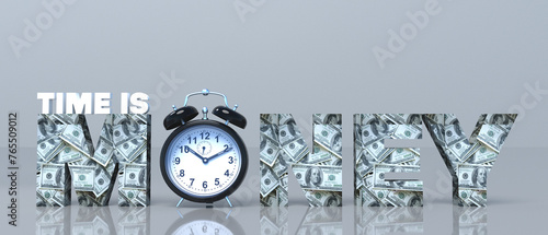 Time is money title illustration 3d rendering