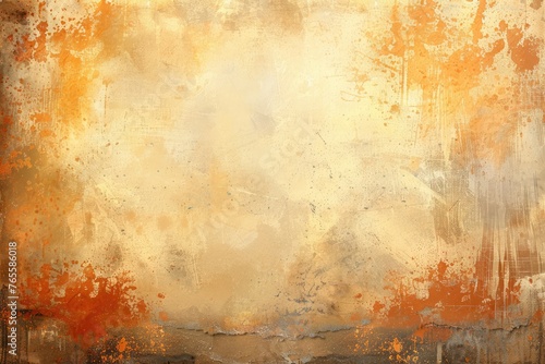 warm golden wall background paint, , light beige paper with darker grungy border, old worn page .