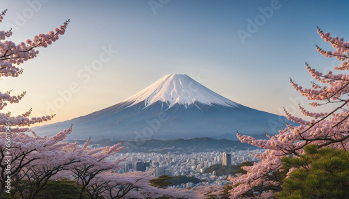 Japanese-style Illustration Landscape in the mountains