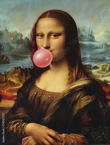 Mona Lisa Blowing a Bubble Gum