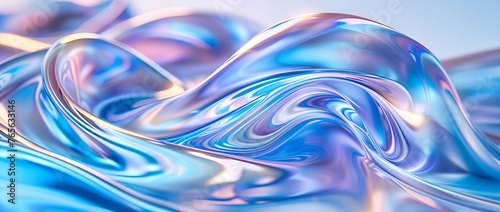 Liquid metallic wave in blue and purple, representing the smooth, shiny texture of a futuristic and fashionable design