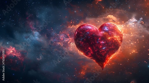 A heart bomb floating in space