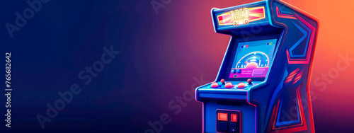 Retro arcade machine with neon lighting