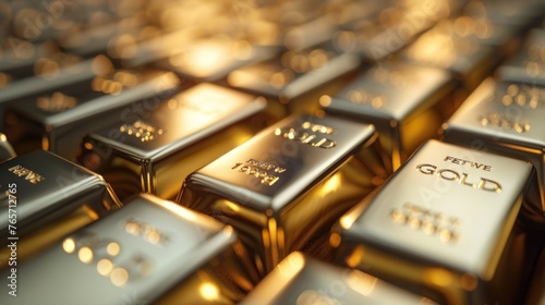 Shiny Gold Bars Background for Finance and Banking - Trade Precious Metals Bullions