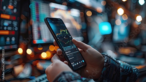 Closeup of Crypto Trader Executing Financial Trade on Phone App, Considering Investment Risks and Profit Potential
