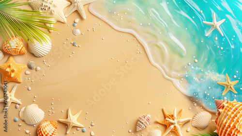 Summer banner with tropical beach, vacation concept