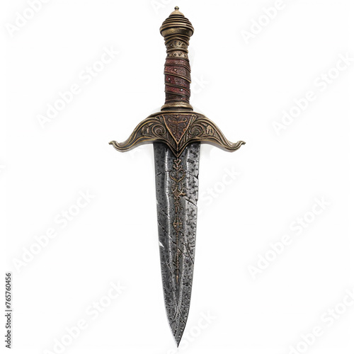 Medieval dagger isolated on a white background, AI Generative.,
