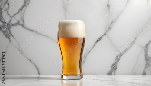 Beer glass isolated on marble background