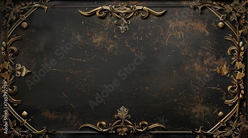 Royal Medieval Black and Bronze Vector Illustration Border Banner Art Background with Empty Copy Space created with Generative AI Technology