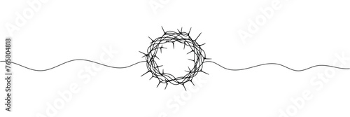 Continuous one line drawing of Christ's crown of thorns.