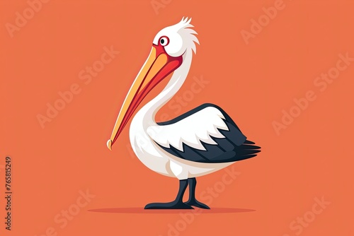 Pelican cartoon animal logo, illustration