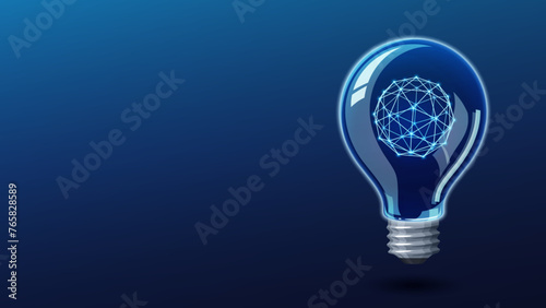 テクノロジーをイメージしたリアルな電球の背景イラスト_16:9